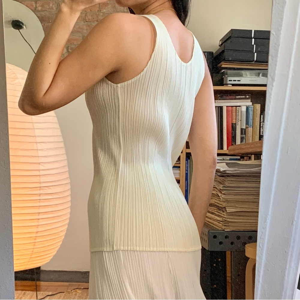 Issey Miyake Pleats Please Tank Ivory JP3 - Picture 4 of 11